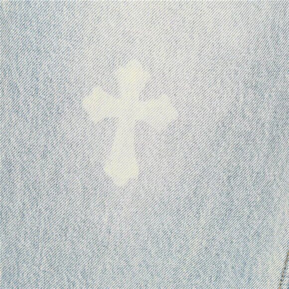 Chtome Heart classic white cross denim pants with a unique, high-end texture.S - Picture 7 of 10